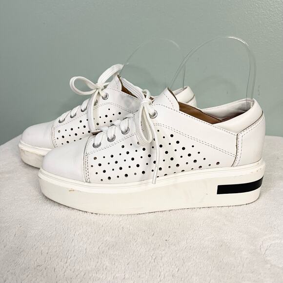 Linea Paolo Sneakers Women 5M White Leather Oxford Kendra Platform Perforated - Picture 2 of 12